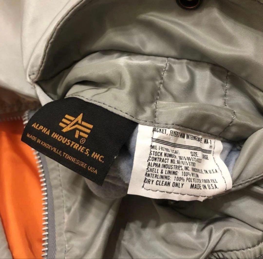 希少カラー 90s USA製 ALPHA INDUSTRIES MA-1グレーL