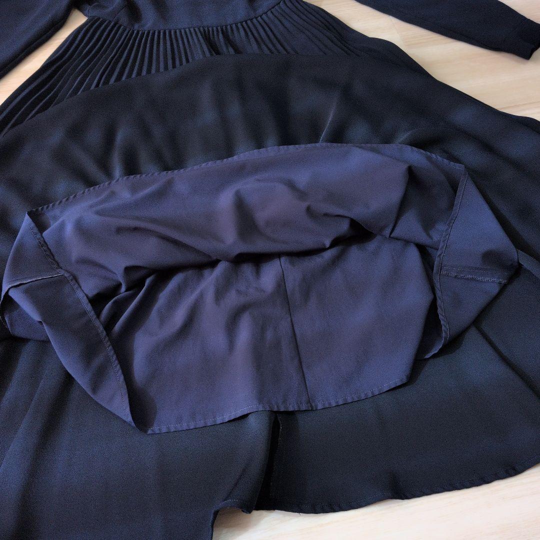 セルフォード ボウタイプリーツ ワンピース リボン 2WAY 襟 マキシ丈 36