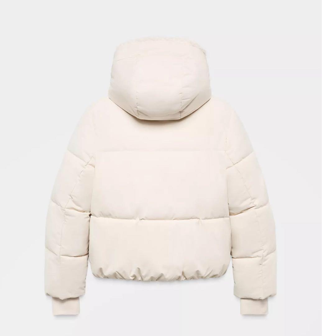 【ZARA】ザラ L フェイクシープスキンフード付き撥水ウィンドブレーカー 白