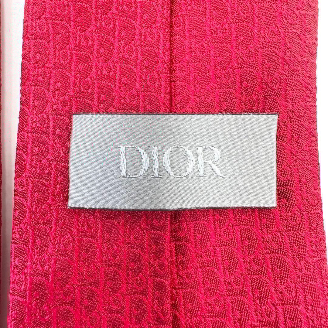 極美品　ディオール　メンズ　ネクタイ　現行タグ　トロッター柄　赤