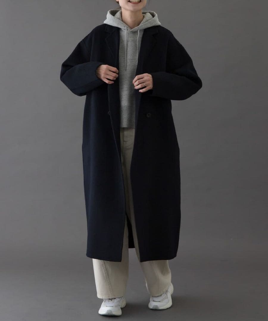 （Sarasa＊ ）FORK&SPOON　リバーロングコート（ネイビー）