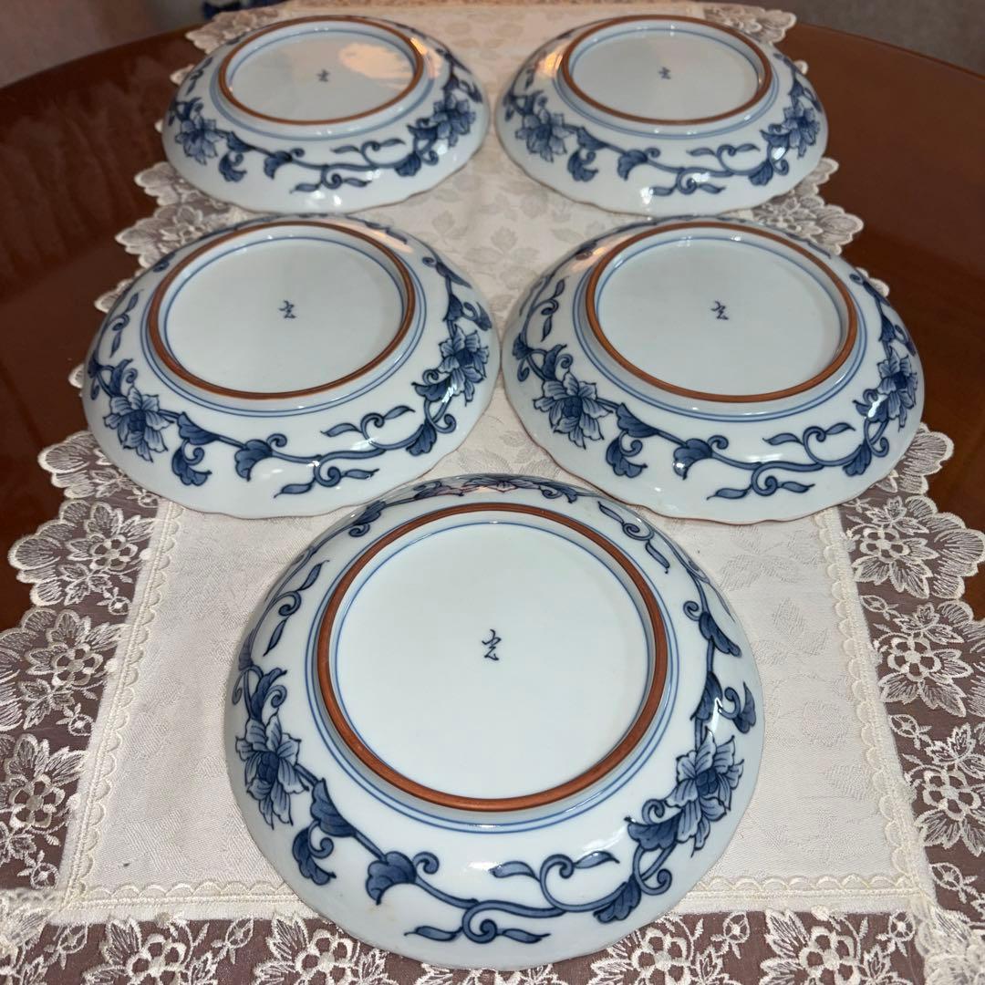 有田　波佐見焼　光玉　金彩　松竹梅　中皿　5枚セット　未使用