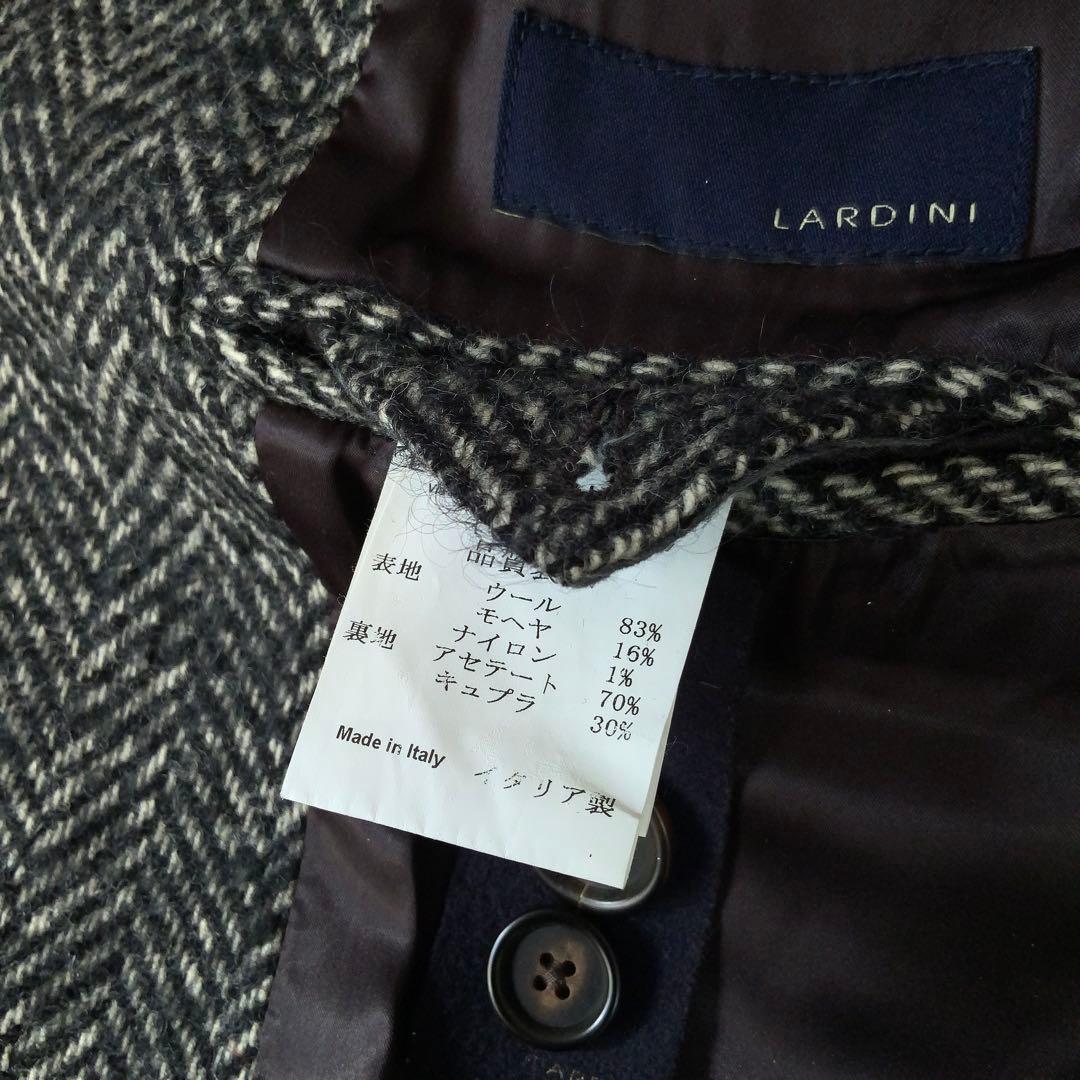 LARDINI ラルディーニ ウールモヘヤ コート 48ネイビーヘリンボーン伊製