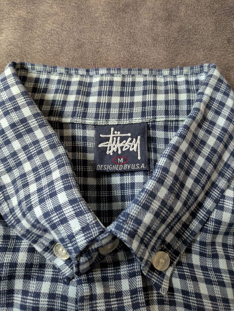 ル*ー様 激熱 90s 紺タグ STUSSY ステューシー 刺繍 ボタンダウンシ