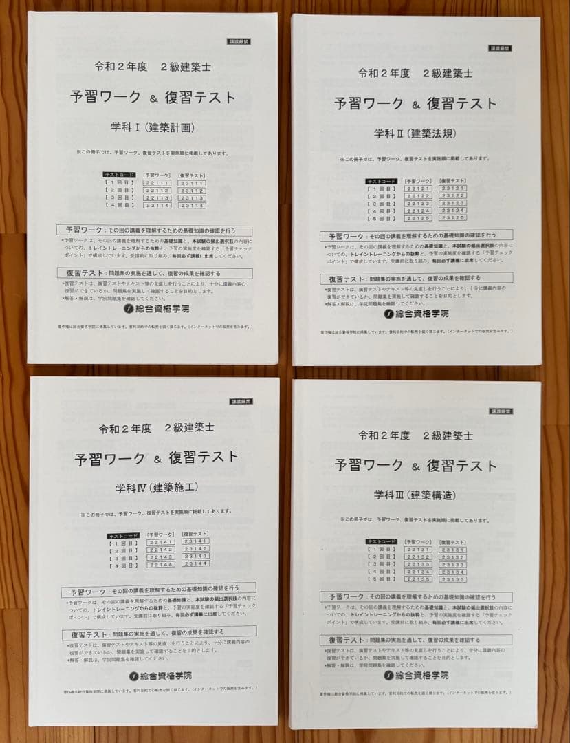 令和2年度（2020年）総合資格二級建築士テキスト・問題集セット