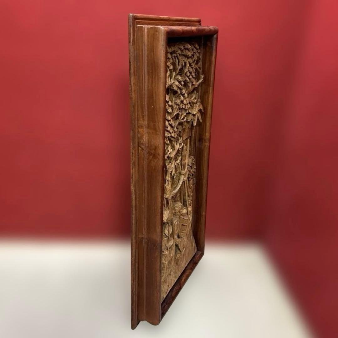 時代　木彫　浮き彫りの額A 約95×49.5㎝　東さ8-0131①