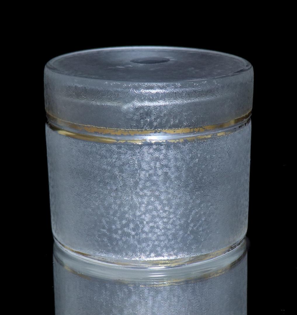 オールド・バカラ 春海商店特注青海波模様 金彩大型蓋物 ボンボニエール 小物入れ