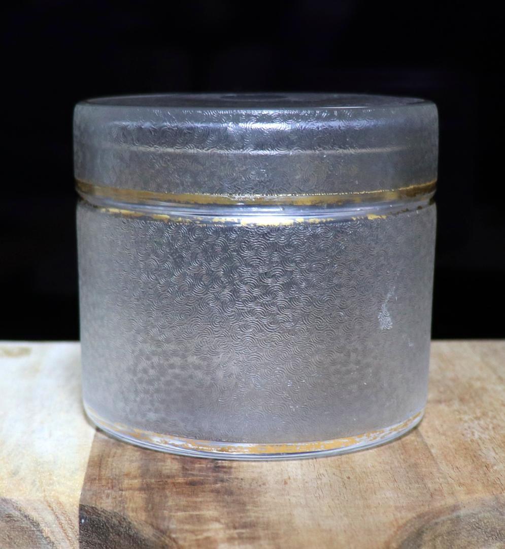 オールド・バカラ 春海商店特注青海波模様 金彩大型蓋物 ボンボニエール 小物入れ