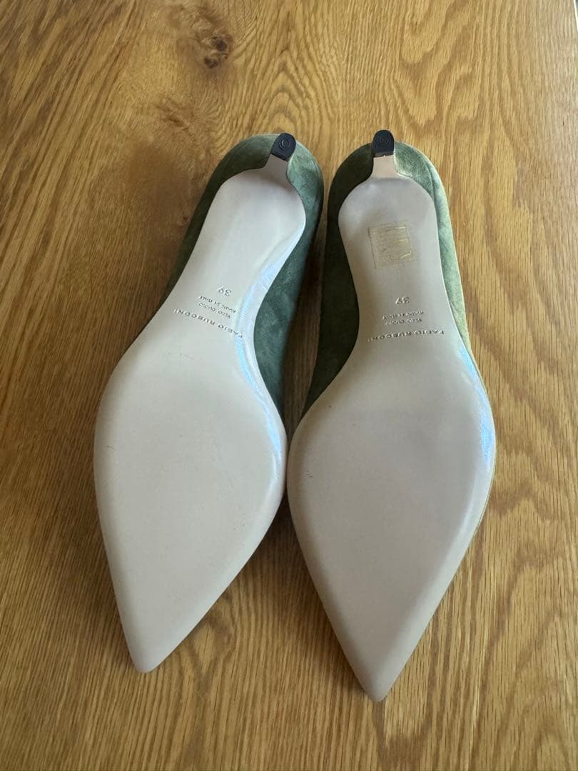 【新品】ファビオルスコーニ　オリーブグリーン スエード ハイヒール 39インチ