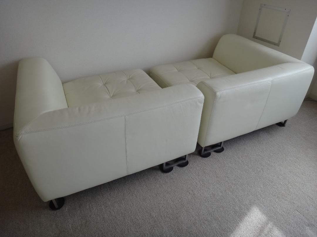 大塚家具 革張り2人掛け白ソファ IDC L/S COMFORT 11中古品！