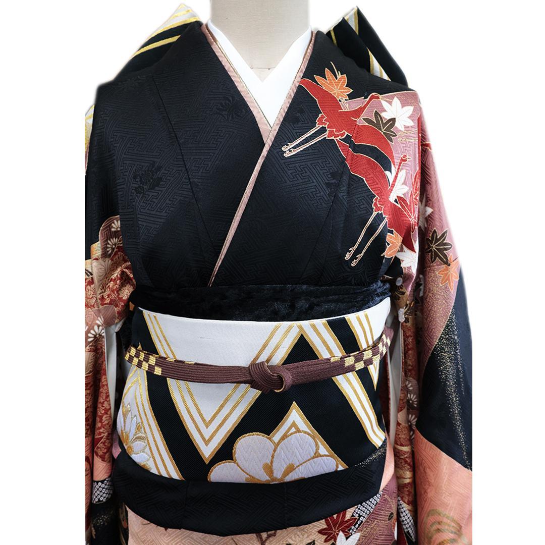 振袖5点セット■成人式振袖正絹トールサイズ帯揚げベルベッド 帯締めKB56