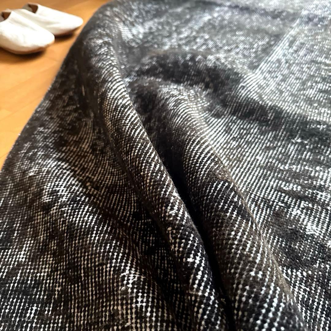 111-113×208 ブラックオーバーダイ　こげ茶　トルコヴィンテージラグ