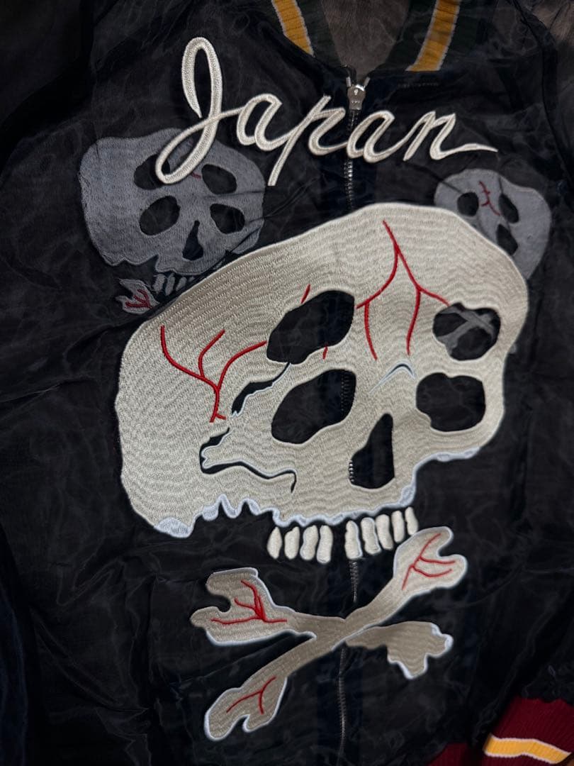 未使用 スカル メッシュ生地 スカジャン unisex 美品 vintage