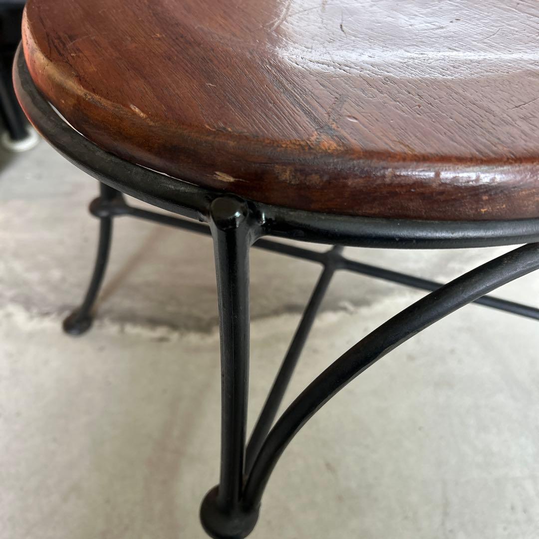 ヴィンテージ インダストリアル アイアン ウッド スツール チェアー 椅子 B