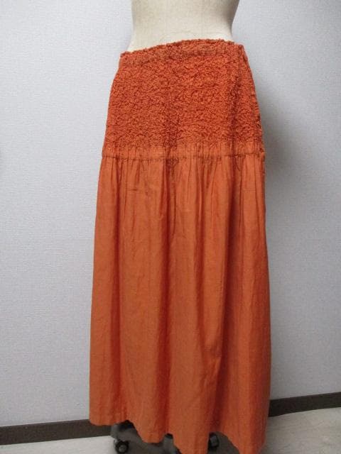 イッセイミヤケ　me　渋めのオレンジ★ふっくらワッフルと綿～スカート