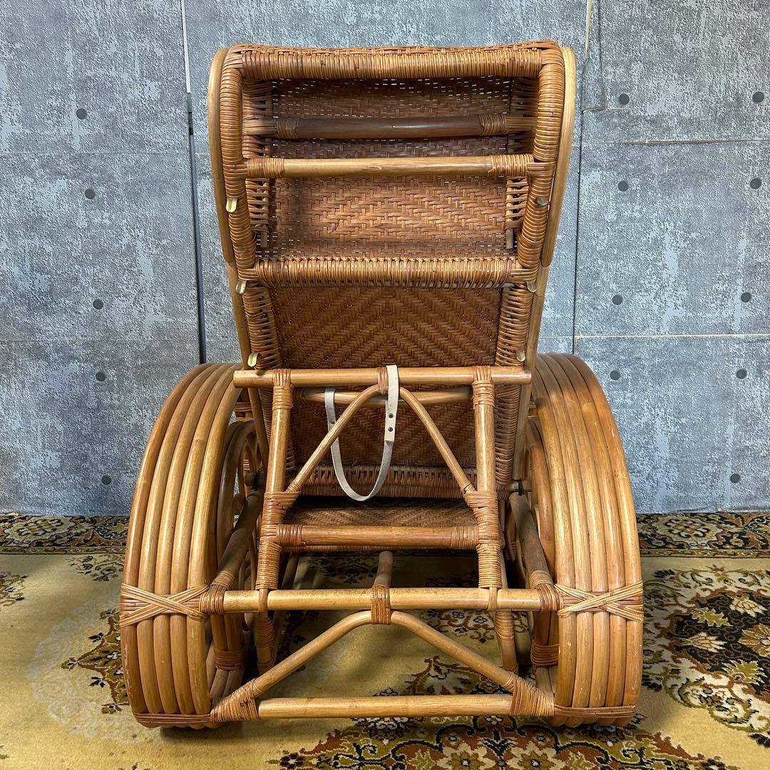 ꧁籐家具꧂ラタンリクライニングチェア いす イス 椅子 昭和レトロ アジアン