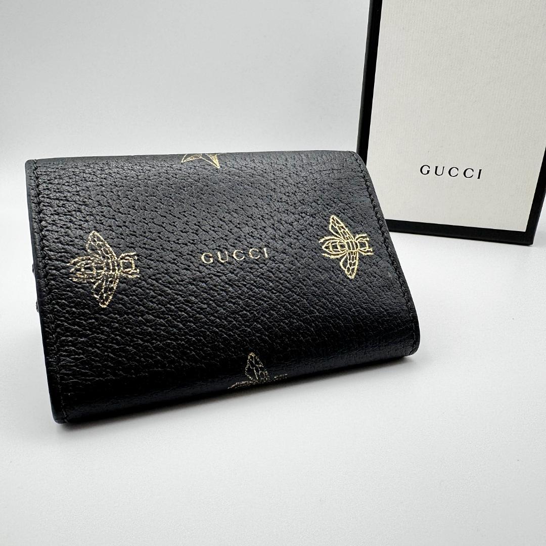 GUCCI★グッチ ビー＆スター 6連キーケース ブラック ゴールド 箱付