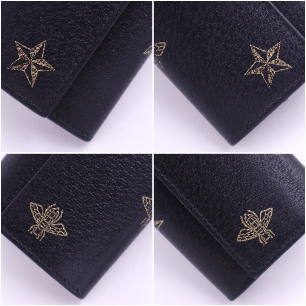 GUCCI★グッチ ビー＆スター 6連キーケース ブラック ゴールド 箱付