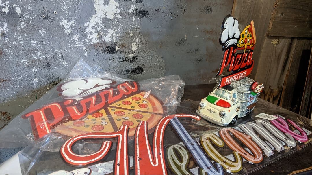 イタリアン ピッザ pizzaブリキ看板各種 4点セット 面白い看板 色々