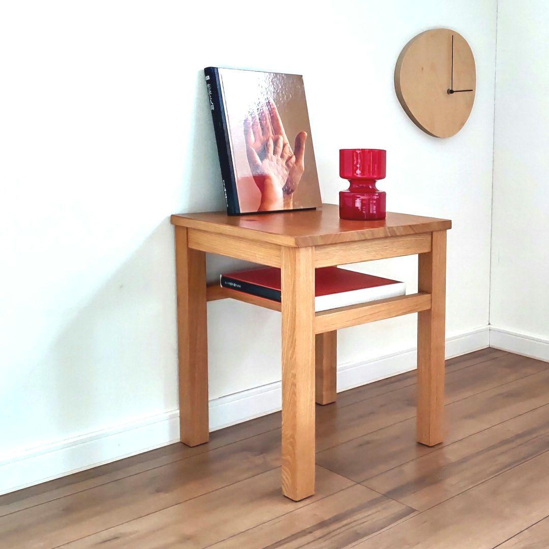 天然木　オーク　サイドテーブル　ベンチ　チェア　木製イス　花台　ナチュラル