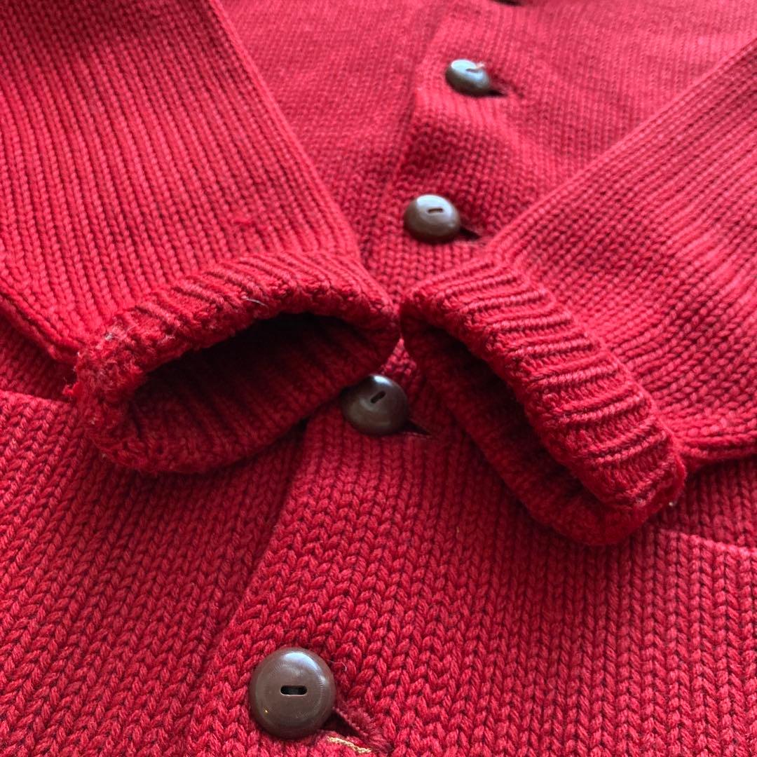 美品 30s 40s ビンテージ ショールカラー カーディガン ワインレッド