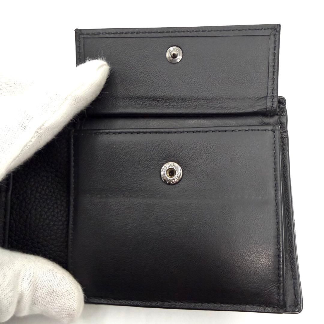 美品　Dior 二つ折り財布　サドル　オブリーク　ジャガード　ブラック　レザー