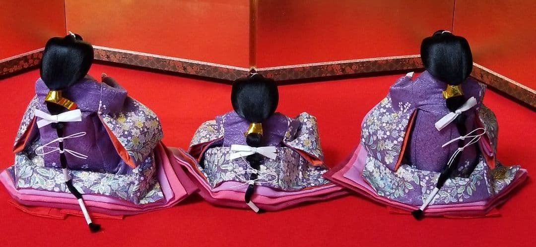 雛人形　三人官女　藤色