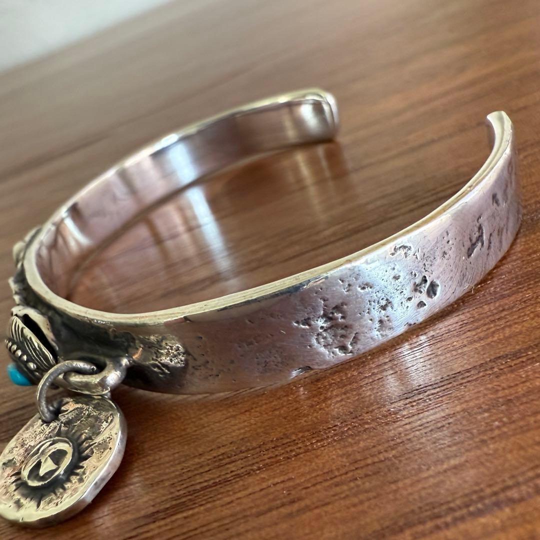 シルバー925無垢【新品】ビンテージターコイズフェザーバングルsilver925