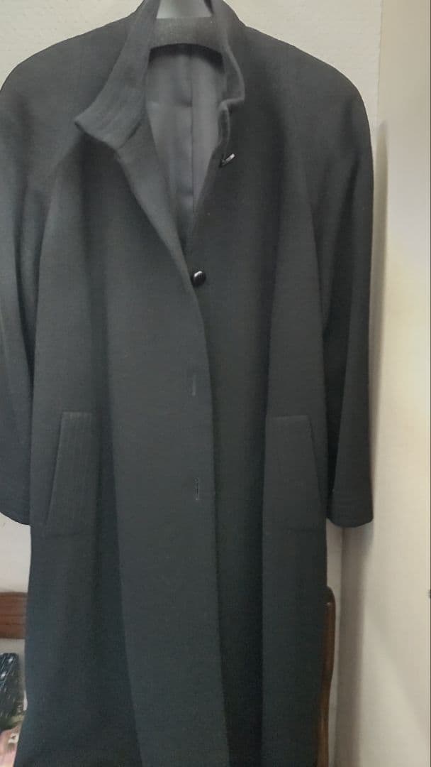 【ゆみゴン】ウール　（カシミヤ表示）ブラックロングコート13号