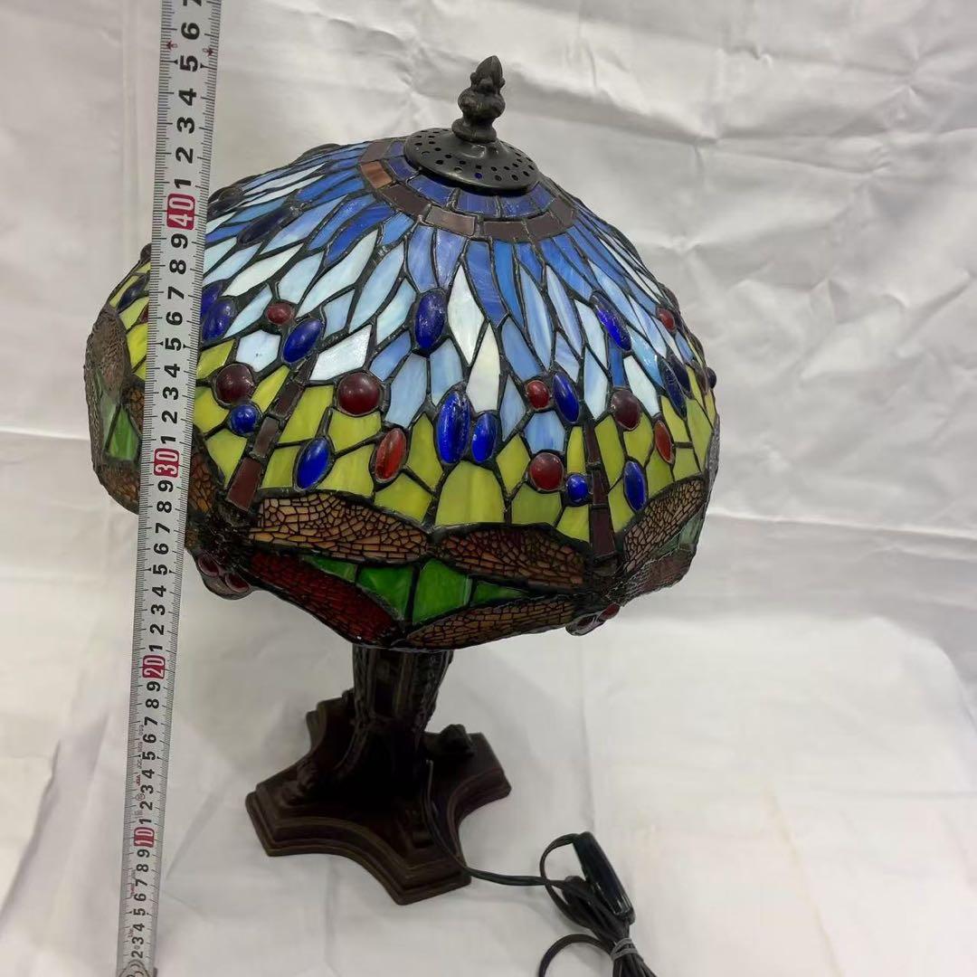 ヴィンテージ ティファニー調 ステンドグラスランプ 蜻蛉 トンボ 照明 綺麗
