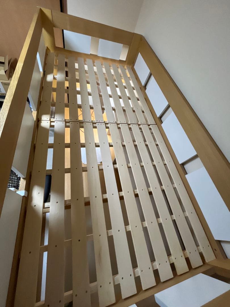 システムベッドデスク　ノア　タモ　LEDライト付き 階段、机付きロフトベッド