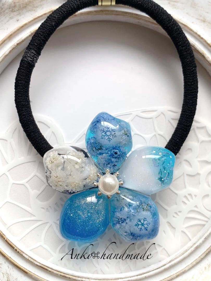 【ヘアゴム】レジン　花