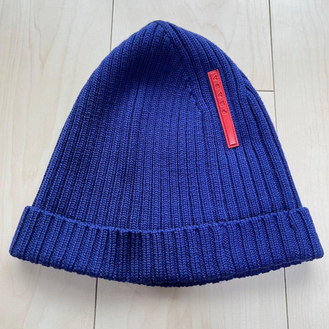 PRADA SPORTSプラダスポーツ ニットキャップ ニット帽 ウール　青