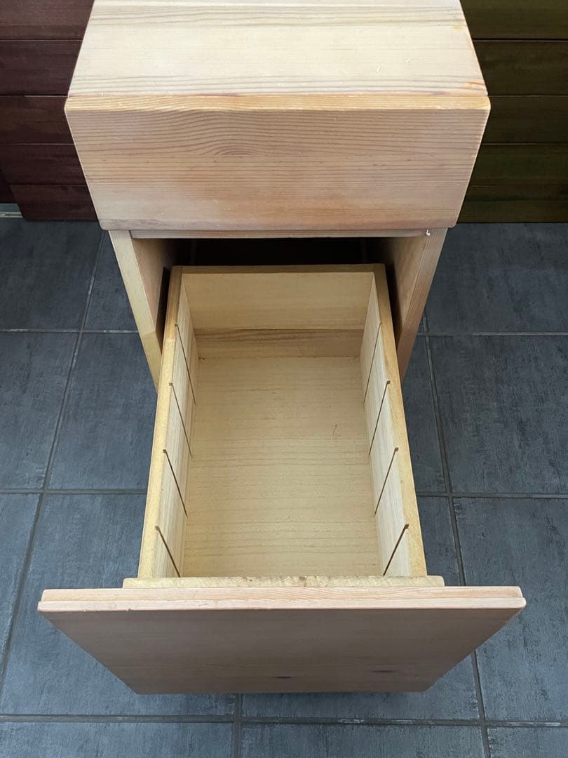 ■Muji/無印良品 天然木 無垢材 デスク/机 + デスクワゴン/キャビネット