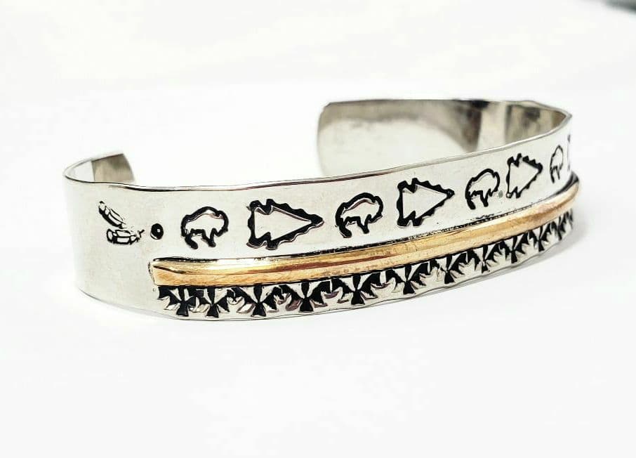 新品 インディアンジュエリー　ナバホ　ゴールド　シルバー925　プエブロ　アロー