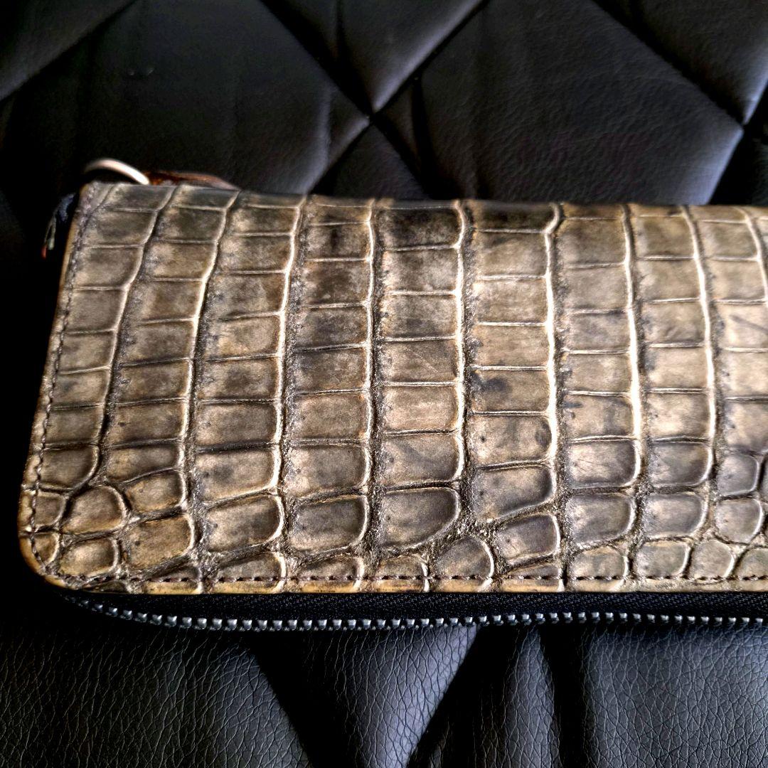 イサムカタヤマバックラッシュクロコダイル墨染め入り江ワニポロサス財布