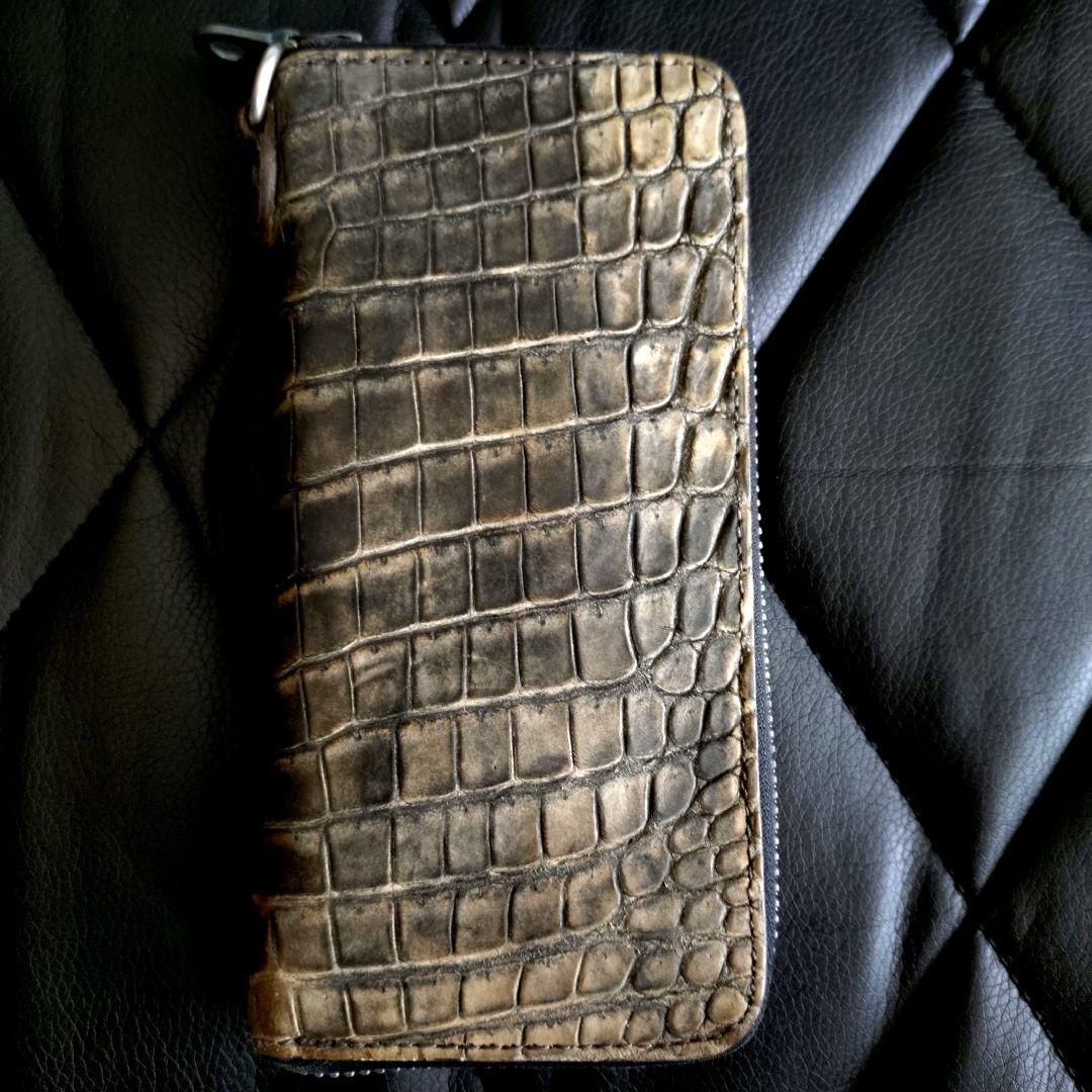 イサムカタヤマバックラッシュクロコダイル墨染め入り江ワニポロサス財布