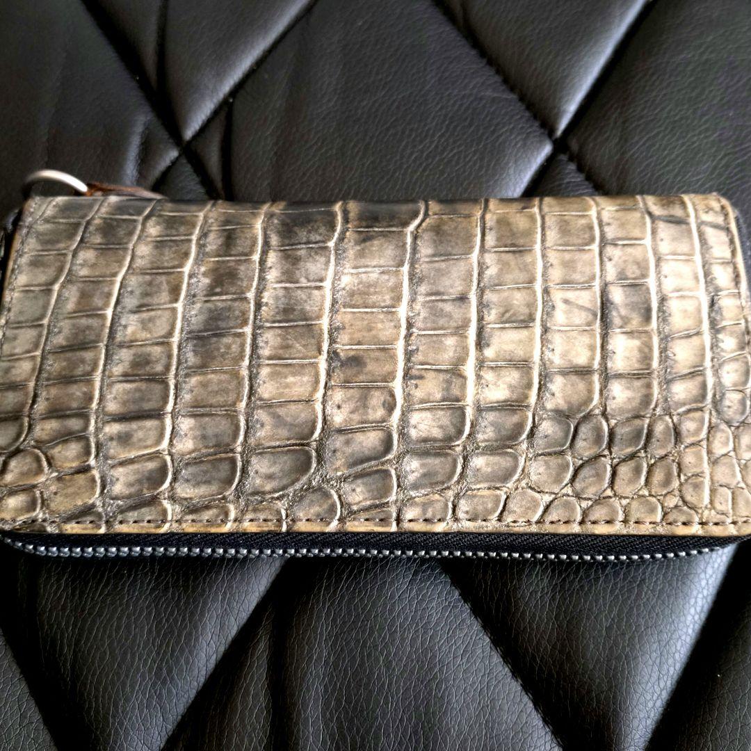 イサムカタヤマバックラッシュクロコダイル墨染め入り江ワニポロサス財布