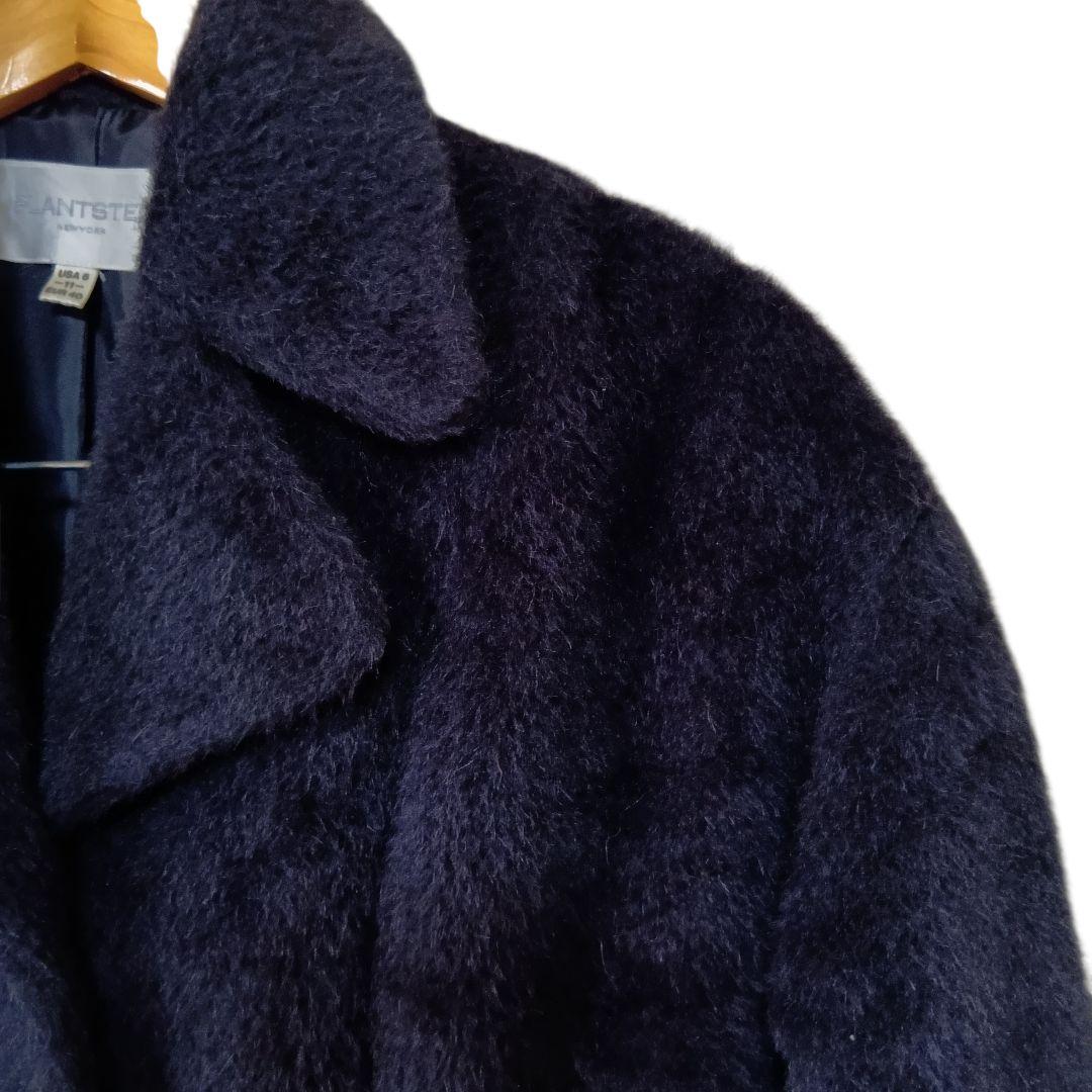 高級アルパカ100%ウール起毛コート　ブラック