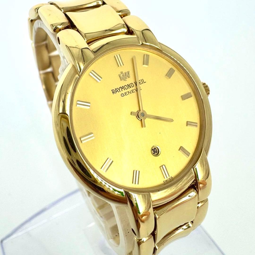 【新品電池】RAYMOND WEIL 18Kメッキ加工 ゴールド　デイト 腕時計