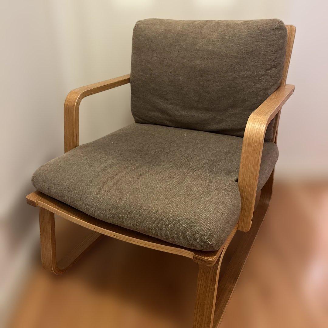 無印 リビングでもダイニングでもつかえるソファチェア ブラウン アーム イス