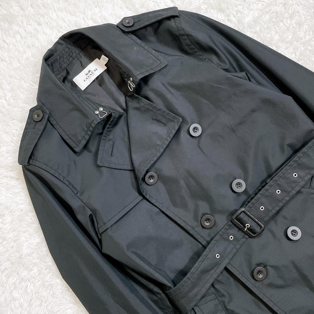 【美品】 COACH コーチ メンズトレンチコート ブラック ベルト付き M