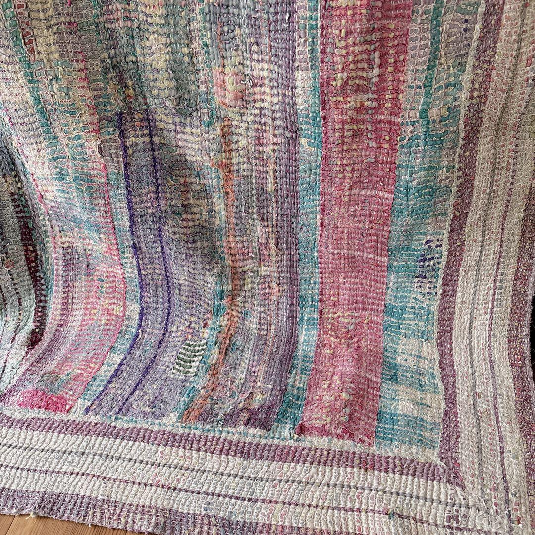 未使用＊ヴィンテージラリーキルト　パープルパステル　マルチカバーカンタキルト