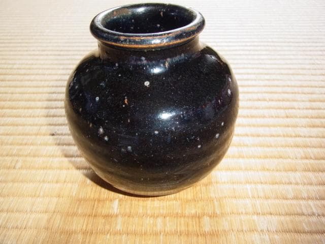 希少 美品 宋～元時代◆中国古陶磁（中国華北地方）河南天目小壺 黒釉天（黒点）