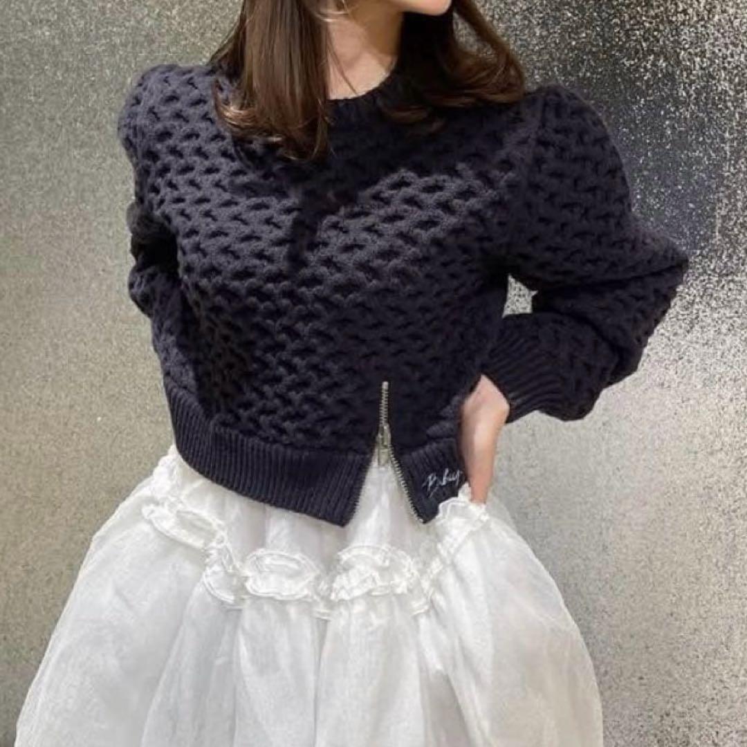 【正規品】Bibiy ネイビー クロップドニットセーター