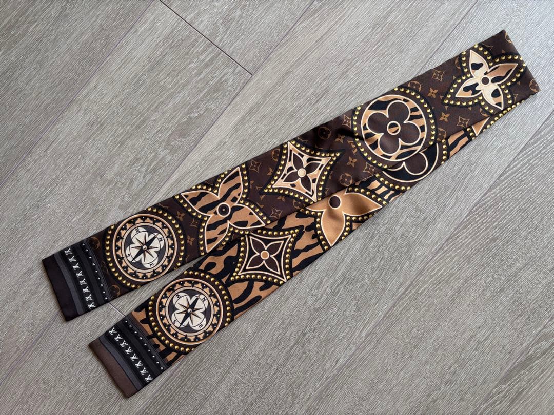 ルイ・ヴィトン スカーフ ブラウン ゴールド