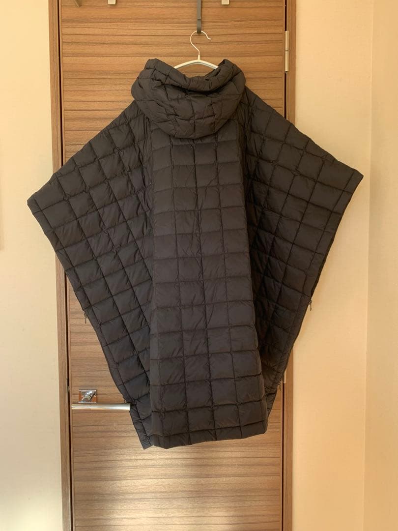 TAION タイオン マウンテン オープンフロント ダウンポンチョ　コート　黒