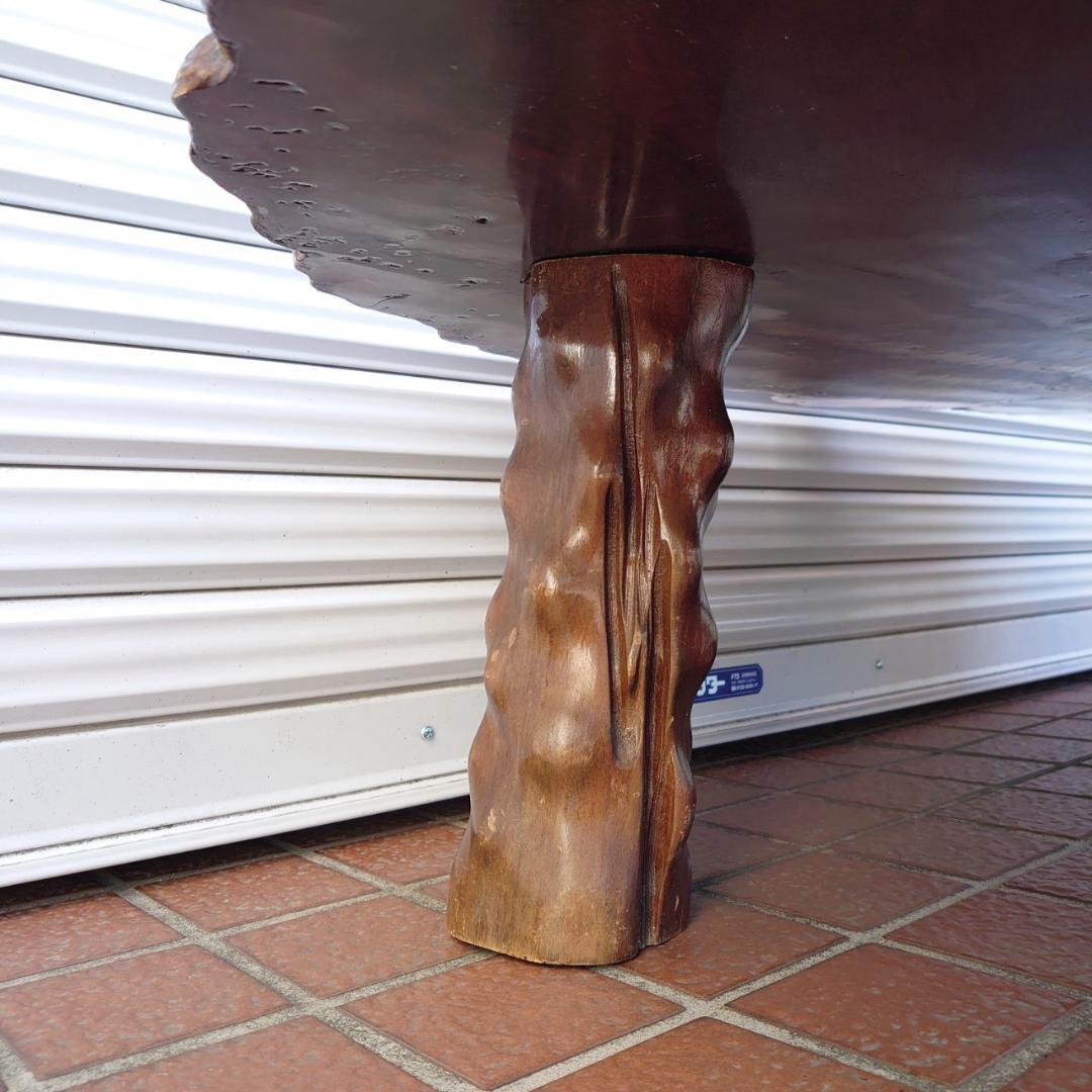 天然木一枚板 花梨 丸座卓 ローテーブル 和風家具 美品