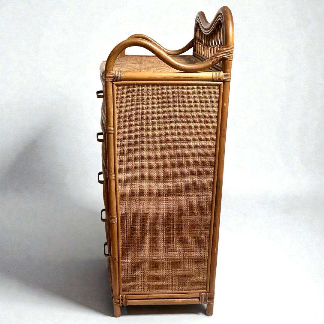 【良品】ラタン製　5段チェスト　籐家具　昭和レトロ