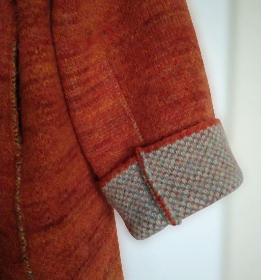 ★45Ｒ★千鳥縮絨ニットのコート　オレンジ